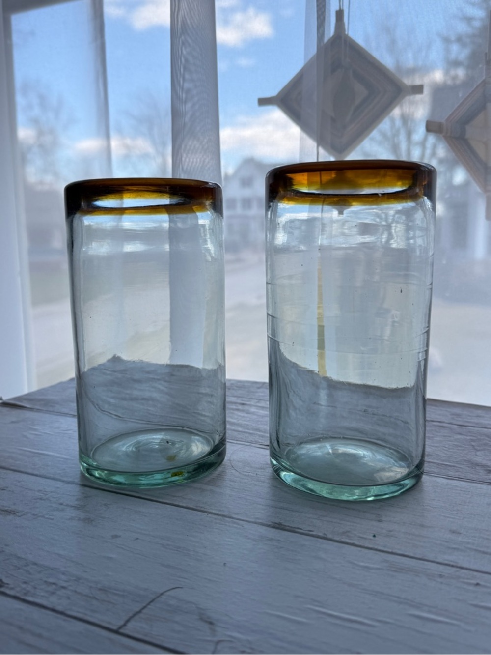 Amber-Rim Recycled Drinking Glasses